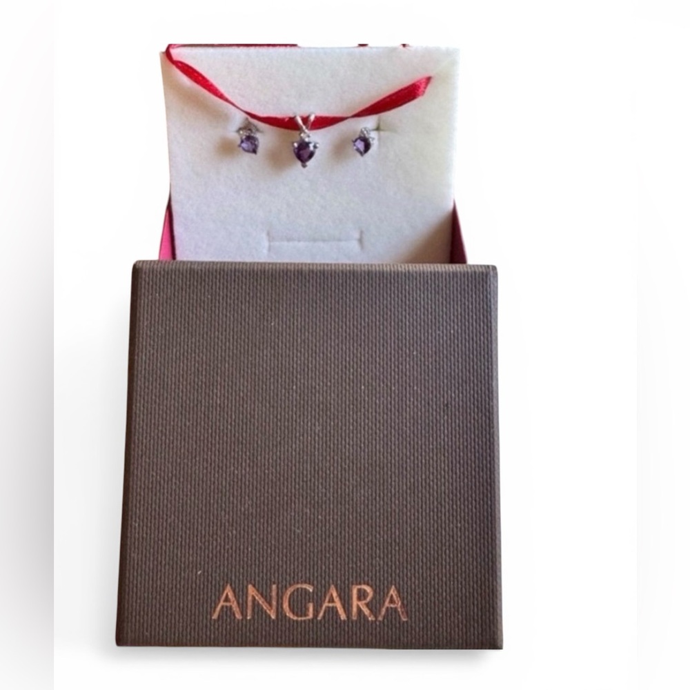 Angara Silver Necklace with Purple Gemstones